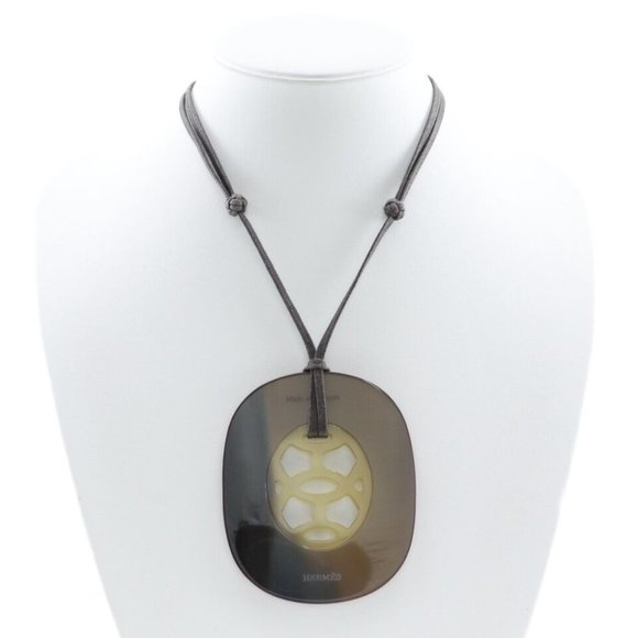 HERMES Lift GM Necklace 044536FL Brown Buffalo horn Women - Picture 4 of 9